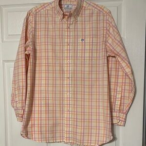 Southern tide  Yellow, orange, white  and Pink Plaid Shirt